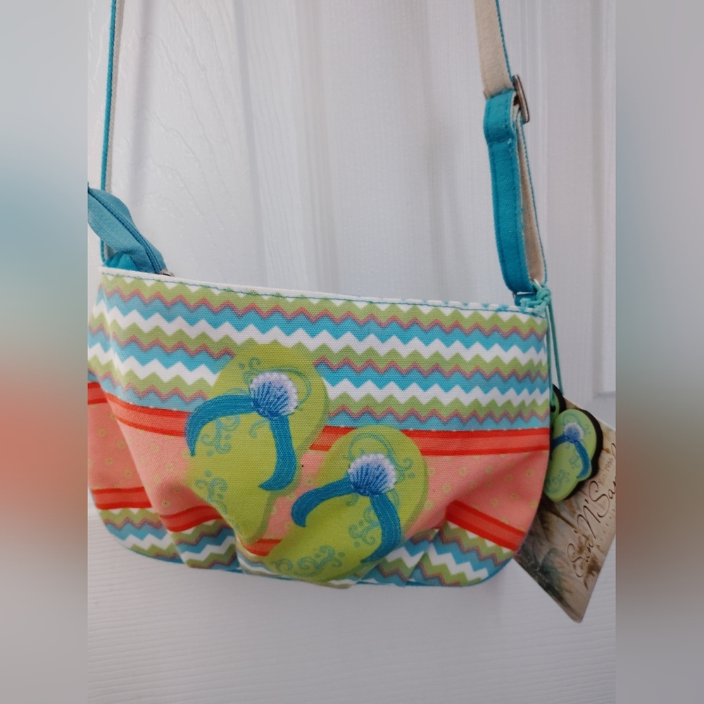 Colorful Patterned Shoulder Bag Sun N Sand NWT Flip Flops Print Crossbody
